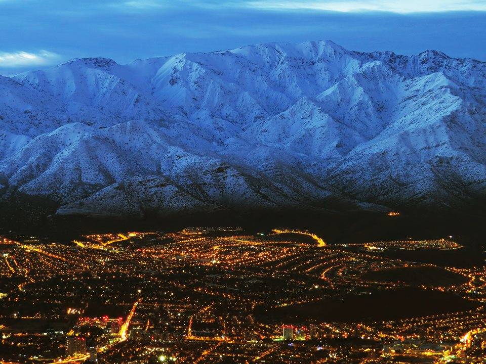 View of Santiago from the summit after the sunset